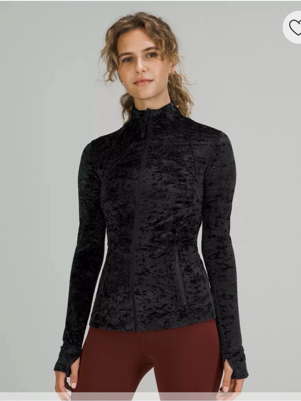 lululemon athletica Black Velvet-Look Full-Zip Jacket
